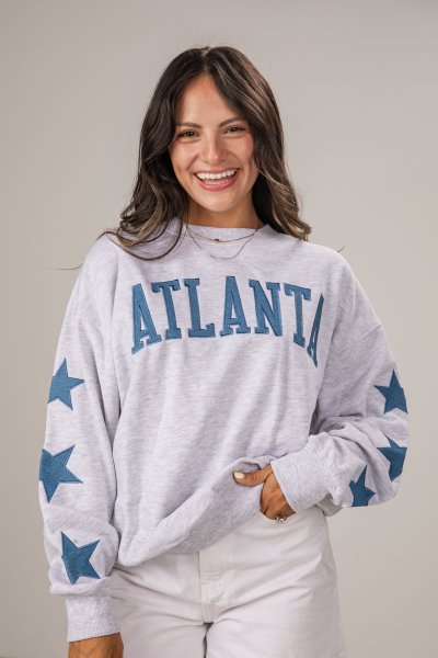 Atlanta Star Denim Patch Heather Grey Sweatshirt