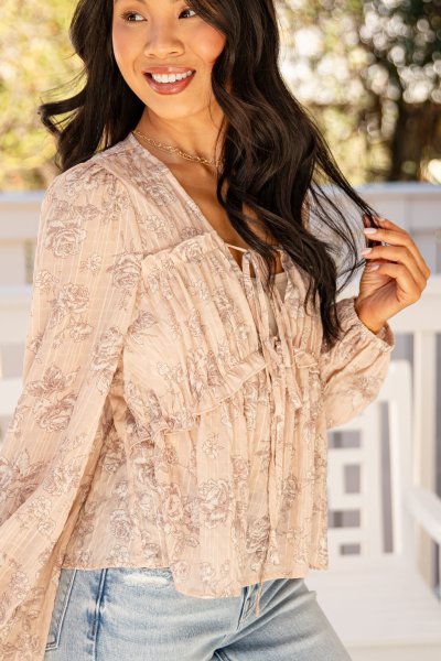 FINAL SALE - Soft Current Blush Tie-Front Blouse