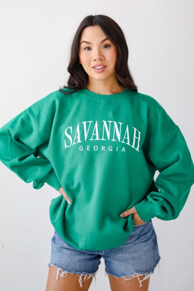 Green Savannah Georgia Block Letter Sweatshirt