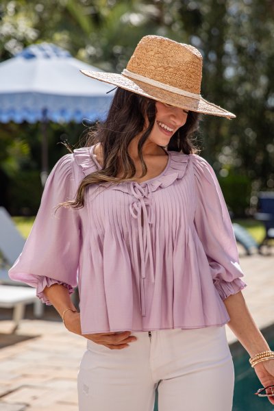 Sweet Grace Pleated Babydoll Blouse