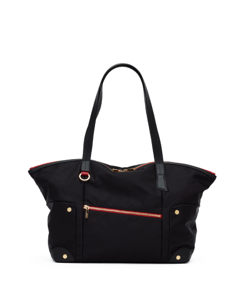 Zoe Tote | Black Nylon/Gold Red Zip