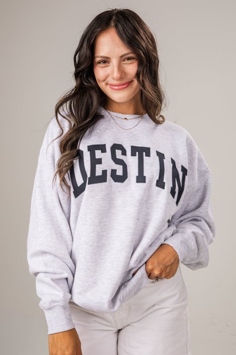 Destin Patch Heather Grey Relaxed Sweatshirt