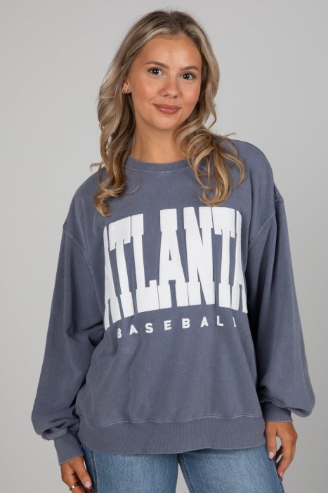 Navy Atlanta Baseball Sweatshirt