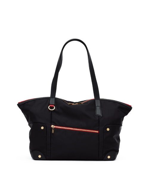 Zoe Tote | Black Nylon/Gold Red Zip