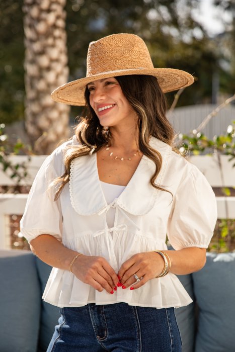 FINAL SALE - Petal Frame Ruffled White Blouse
