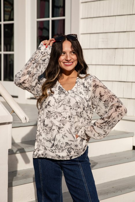 FINAL SALE - Purely Polished White Floral Blouse - DU Deal